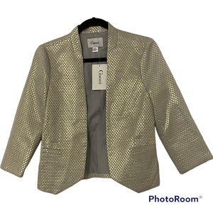 NWT GANNI Anthropologie Metallic Brocade Open Blazer S